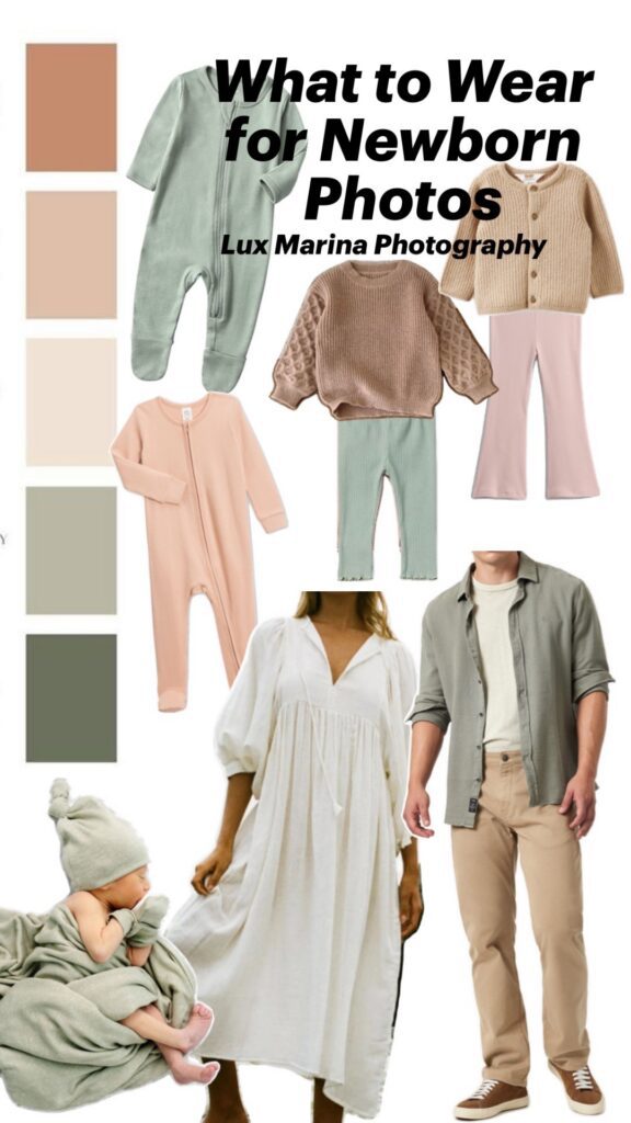 Neutral outfit examples to wear for newborn photos